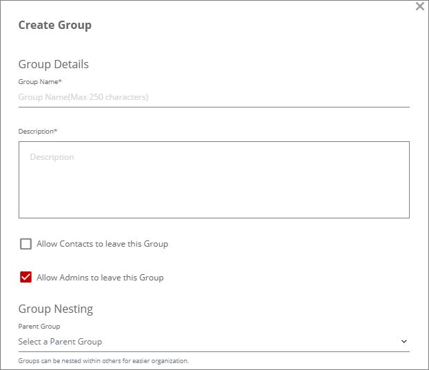 Create group dialog