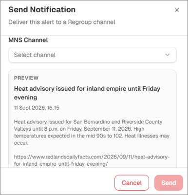 Send not dialog