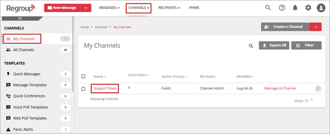 channel page